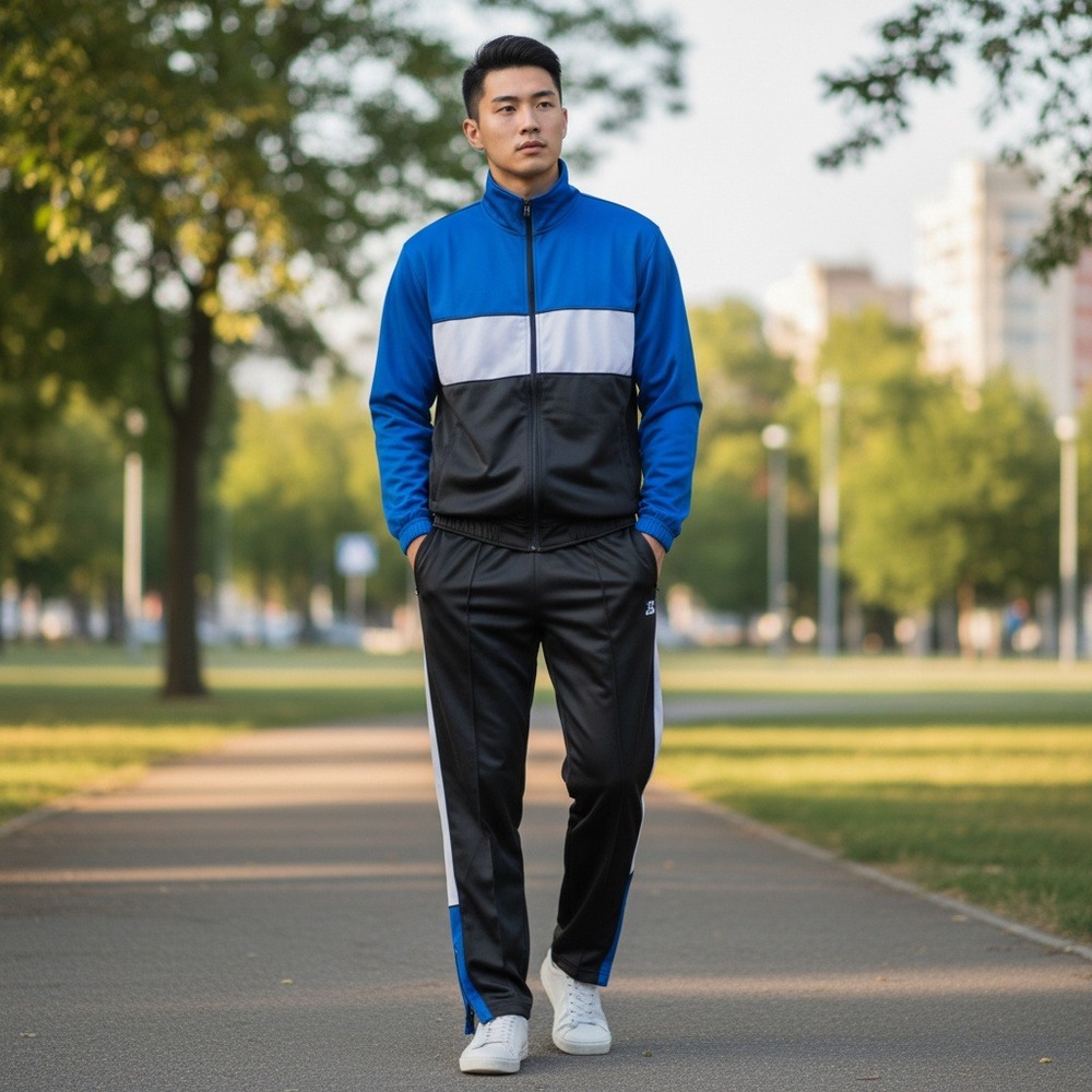 VTG Jordan Craig Tracksuit Set Jacket Pants Blue Black Mens Size XXL Athletic
